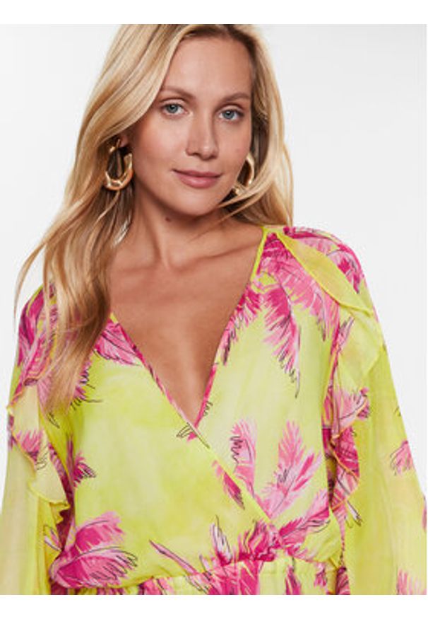 Ermanno Firenze Sukienka codzienna D42EQ034EB4 Żółty Regular Fit. Okazja: na co dzień. Kolor: żółty. Materiał: wiskoza. Typ sukienki: proste. Styl: casual