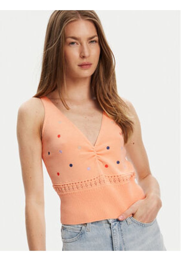 United Colors of Benetton - United Colors Of Benetton Top 10C1EH01A Pomarańczowy Regular Fit. Kolor: pomarańczowy. Materiał: bawełna