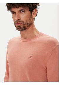 Calvin Klein Sweter LV040BM343 Koralowy Regular Fit. Kolor: pomarańczowy. Materiał: bawełna
