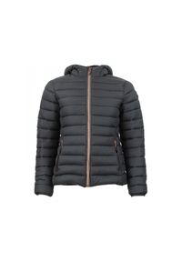 PEAK MOUNTAIN - Damska kurtka z kapturem Peak Mountain Fine. Typ kołnierza: kaptur. Kolor: czarny. Materiał: puch. Sezon: zima. Sport: turystyka piesza #1