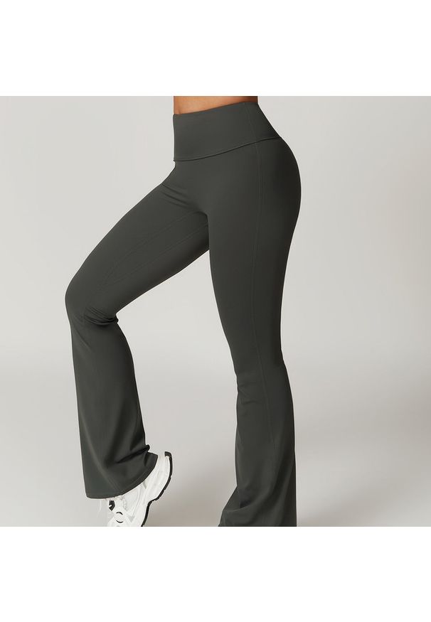 Intica - Spodnie treningowe z elastycznego materiału z wysokim stanem Oksun. Stan: podwyższony. Kolor: szary. Materiał: materiał. Sport: fitness
