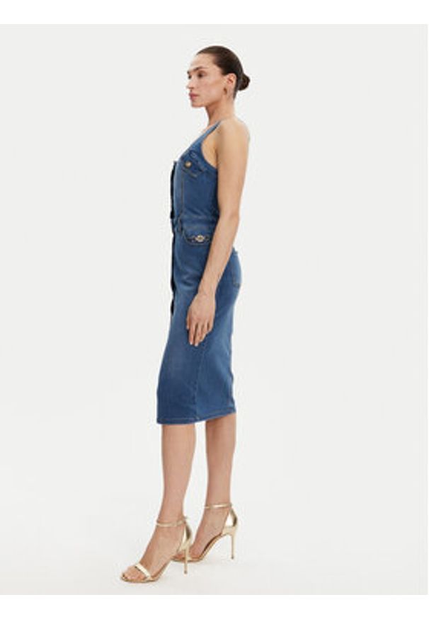 Fracomina Sukienka jeansowa FP25SD4001D46402 Niebieski Slim Fit. Kolor: niebieski. Materiał: bawełna