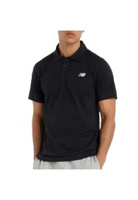 Koszulka męska New Balance MT51504BK - czarna. Typ kołnierza: polo. Kolor: czarny. Materiał: materiał, bawełna #1