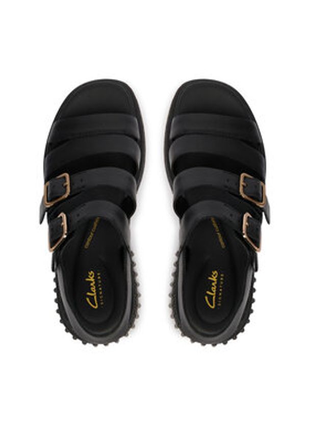 Clarks Sandały Evamar Strap 26185888 Czarny. Kolor: czarny. Materiał: skóra