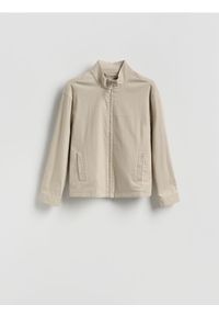 Reserved - Kurtka ze stójką - beżowy. Kolor: beżowy. Materiał: wiskoza, tkanina, len #1