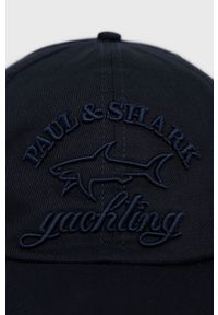 PAUL & SHARK - Paul&Shark czapka bawełniana kolor granatowy z aplikacją. Kolor: niebieski. Materiał: bawełna. Wzór: aplikacja #4