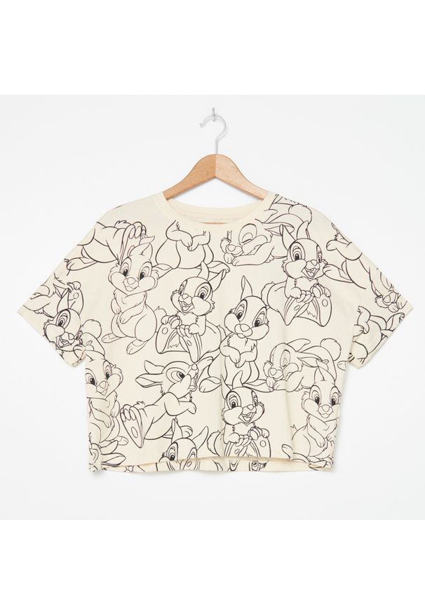 House - Krótki t-shirt Bambi - Kremowy. Kolor: kremowy. Długość: krótkie