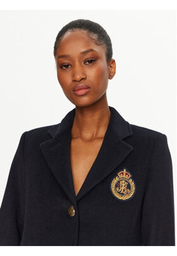Lauren Ralph Lauren - LAUREN RALPH LAUREN Płaszcz wełniany 297958509002 Granatowy Regular Fit. Kolor: niebieski. Materiał: wełna