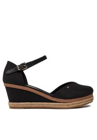 TOMMY HILFIGER - Tommy Hilfiger Espadryle Basic Close Toe Mid Wedge FW0FW04787 Czarny. Kolor: czarny. Materiał: materiał