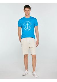 Big-Star - Koszulka męska z kontrastowym nadrukiem niebieska Kartes 401. Okazja: na co dzień. Kolor: niebieski. Materiał: dzianina, bawełna. Wzór: nadruk. Styl: casual, klasyczny, elegancki #4