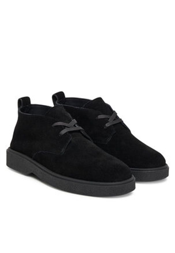 Calvin Klein Sneakersy Text Rubber Desert Boot Su HM0HM01978 Czarny. Kolor: czarny. Materiał: skóra