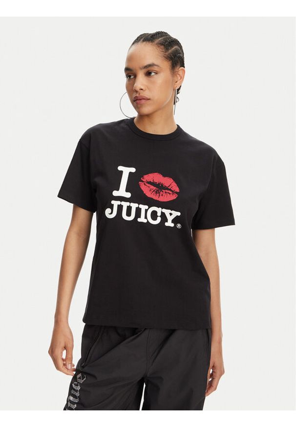 Juicy Couture T-Shirt I Kiss JCWCT125348 Czarny Oversize. Kolor: czarny. Materiał: bawełna