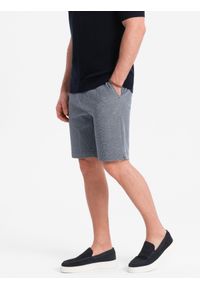 Ombre Clothing - Męskie spodenki wykonane z dwukolorowej melanżowej dzianiny - granatowe V1. Okazja: na co dzień. Kolor: niebieski. Materiał: dzianina. Wzór: melanż. Styl: casual #3