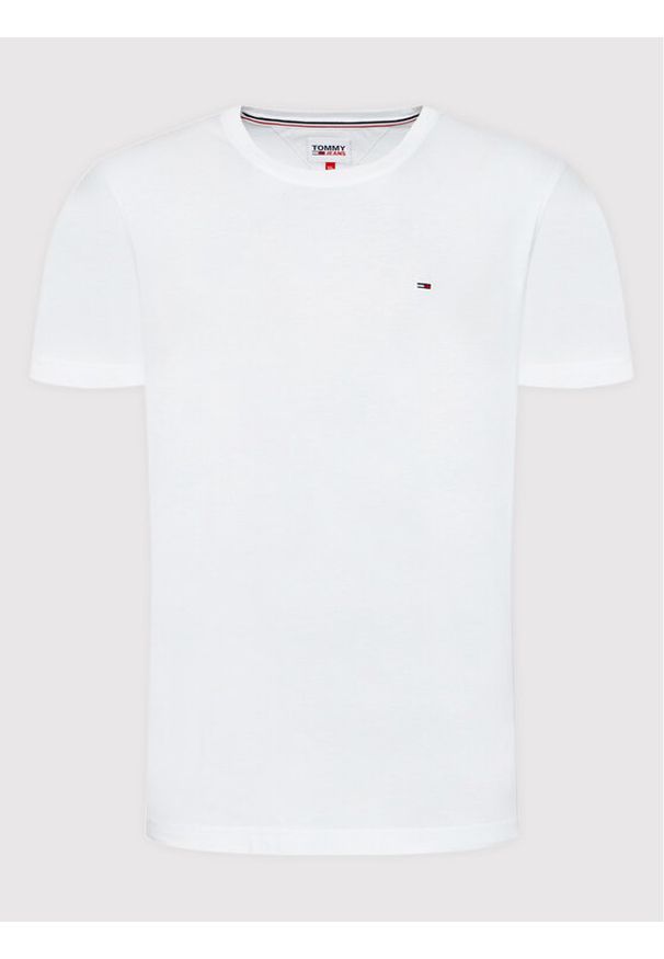 Tommy Jeans T-Shirt DM0DM04411 Biały Slim Fit. Kolor: biały. Materiał: bawełna