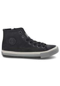 Big-Star - Czarne Sneakersy Big Star Damskie Wygodne Obuwie. Okazja: na co dzień. Wysokość cholewki: przed kolano. Zapięcie: sznurówki. Kolor: czarny. Materiał: guma, jeans, materiał. Szerokość cholewki: normalna #4