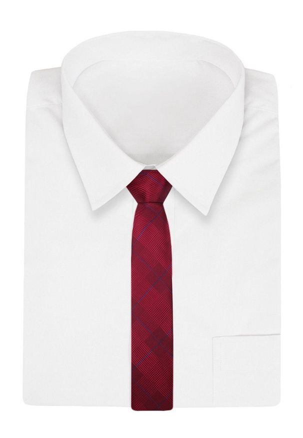 Alties - Czerwony Elegancki Męski Krawat -ALTIES- 7cm, Stylowy, Klasyczny, w Niebieską Kratkę. Kolor: niebieski, czerwony, wielokolorowy. Materiał: tkanina. Wzór: kratka. Styl: klasyczny, elegancki