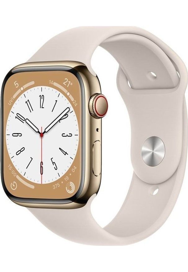 APPLE - Smartwatch Apple Watch 8 GPS + Cellular 45mm Gold Stainless Steel Beżowy (MNKM3FD/A). Rodzaj zegarka: smartwatch. Kolor: beżowy