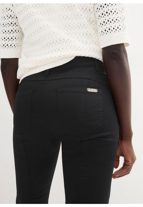 bonprix - Wygodne spodnie ze stretchem z bawełny. Kolor: czarny. Materiał: bawełna