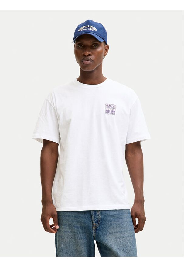 Jack & Jones T-Shirt Raver 12301189 Biały Relaxed Fit. Kolor: biały. Materiał: bawełna