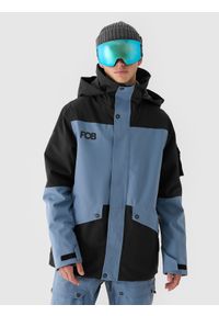4f - 4F Kurtka snowboardowa membrana 10000 męska - niebieska 3XL. Okazja: na co dzień. Typ kołnierza: kaptur. Kolor: niebieski. Materiał: dzianina, materiał, tkanina, poliester. Sezon: zima. Styl: sportowy, klasyczny, casual. Sport: snowboard