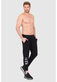 DSQUARED2 Czarne długie spodnie dresowe męskie z białym logo icon, Rozmiar XL. Kolor: czarny. Materiał: dresówka, bawełna #7