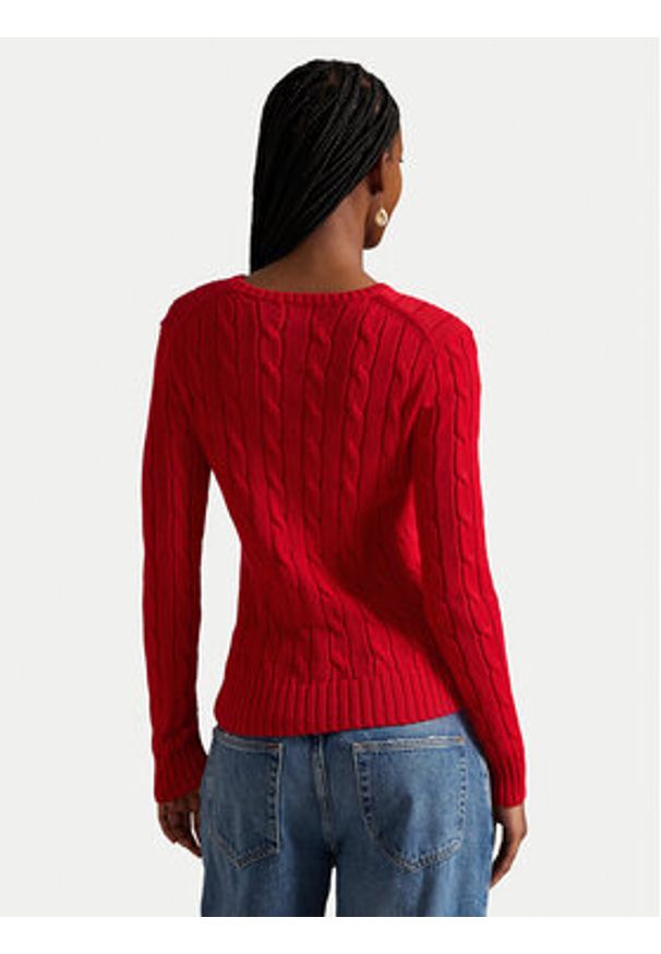 Polo Ralph Lauren Sweter 211971869502 Czerwony Slim Fit. Typ kołnierza: polo. Kolor: czerwony. Materiał: bawełna