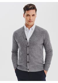 Pako Lorente - PAKO LORENTE - Męski kardigan w szarym kolorze. Okazja: na co dzień. Kolor: szary. Materiał: poliamid, bawełna, wełna. Sezon: jesień. Styl: casual #1