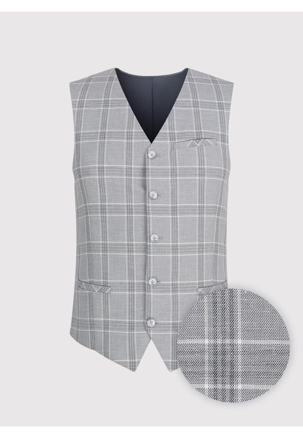 Pako Lorente - PAKO LORENTE – Szara kamizelka jednorzędowa w kratę. Kolor: szary