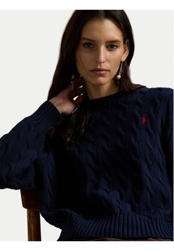Polo Ralph Lauren Sweter 211A96245001 Granatowy Relaxed Fit. Typ kołnierza: polo. Kolor: niebieski. Materiał: bawełna