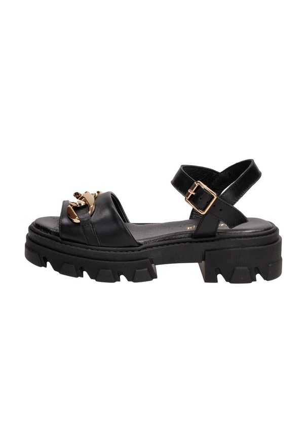 Suzana - Czarne POLSKIE sandały damskie na platformie SUZANA 5521. Kolor: czarny. Materiał: skóra. Obcas: na platformie