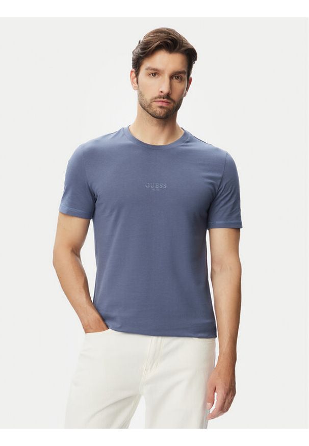 Guess T-Shirt 153107 Niebieski Classic Fit. Kolor: niebieski. Materiał: bawełna