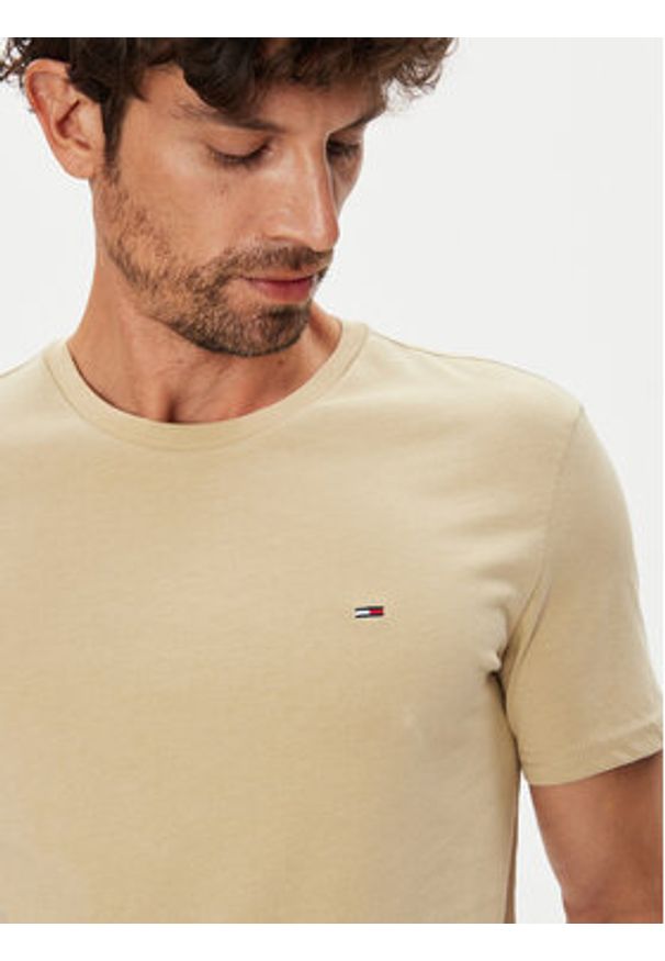 Tommy Jeans T-Shirt Jaspe DM0DM20363 Beżowy Slim Fit. Kolor: beżowy. Materiał: bawełna