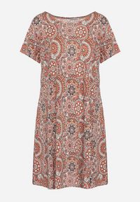 Born2be - Pomarańczowa Sukienka Mini z Wiskozy o Rozkloszowanym Fasonie Boho Aiselle. Kolor: pomarańczowy. Materiał: wiskoza. Wzór: kolorowy. Sezon: lato. Styl: boho. Długość: mini #2