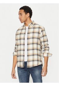 Tommy Jeans Koszula Check Flannel DM0DM20670 Beżowy Regular Fit. Kolor: beżowy. Materiał: bawełna