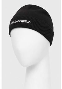 Karl Lagerfeld czapka z domieszką kaszmiru kolor czarny z cienkiej dzianiny. Kolor: czarny. Materiał: kaszmir, dzianina. Wzór: ze splotem #2