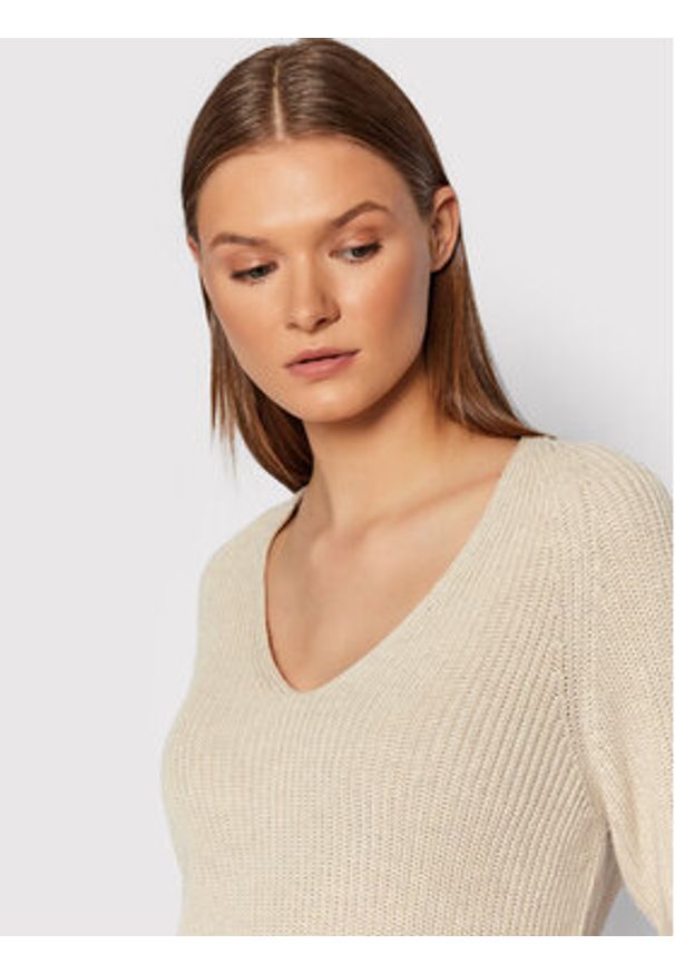 Marc O'Polo Sweter B01 6059 60097 Beżowy Regular Fit. Typ kołnierza: polo. Kolor: beżowy. Materiał: bawełna