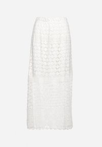 Born2be - Biała Ażurowa Spódnica z Gumką w Pasie Laloemy. Okazja: na co dzień. Kolor: biały. Wzór: ażurowy. Styl: elegancki, casual #7