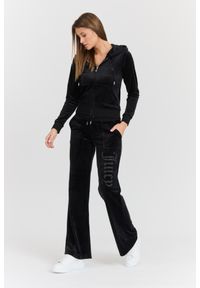 Juicy Couture - JUICY COUTURE Damska czarna bluza Robertson Jewelled Velour Hoodie, Rozmiar L. Okazja: na co dzień. Kolor: czarny. Materiał: welur. Styl: casual, elegancki #2