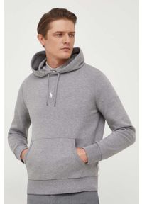 Polo Ralph Lauren bluza męska kolor szary z kapturem gładka. Typ kołnierza: kaptur, polo. Kolor: szary. Wzór: gładki #5