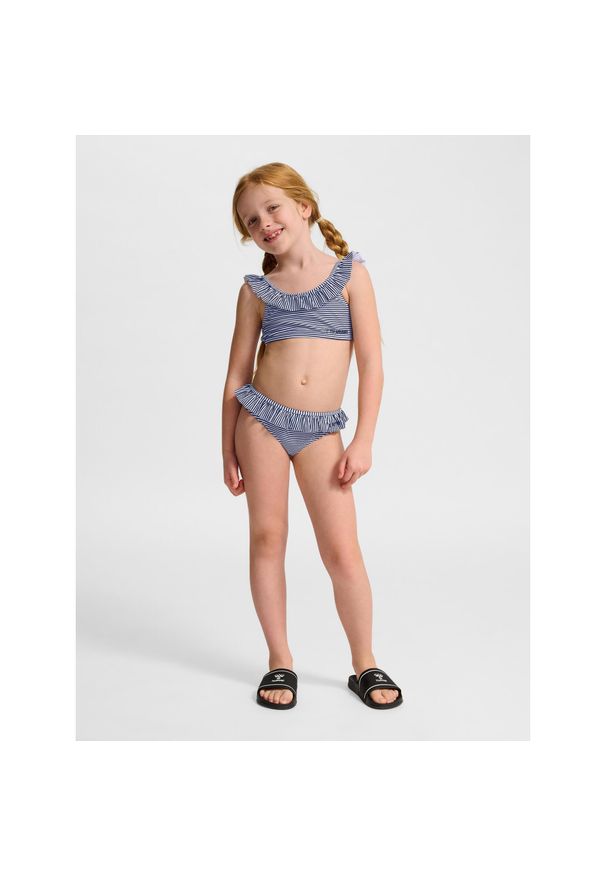 Dziewczęcy dwuczęściowy kostium kąpielowy Hummel Frilli. Kolor: wielokolorowy, niebieski, biały
