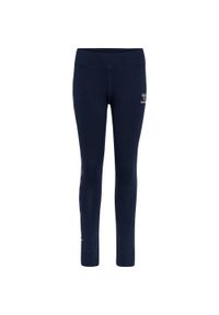 Dziecięce legginsy bawełniane Hummel Move Grid. Kolor: niebieski. Materiał: bawełna. Styl: młodzieżowy