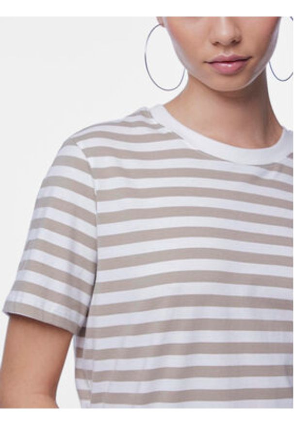 Pieces T-Shirt Ria 17146339 Beżowy Regular Fit. Kolor: beżowy. Materiał: bawełna