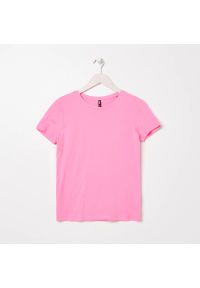 Sinsay - Koszulka basic - Różowy. Kolor: różowy #1