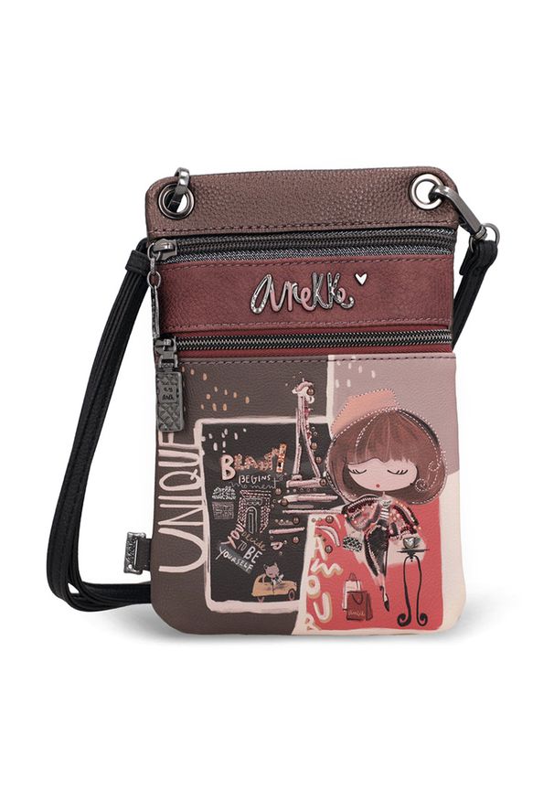 Brązowa Damska Torebka Na Telefon Anekke Mademoiselle. Kolor: brązowy. Styl: elegancki. Rodzaj torebki: na ramię