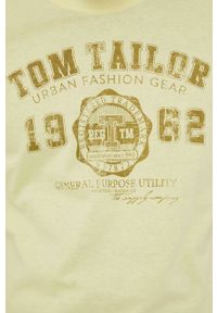 Tom Tailor t-shirt bawełniany kolor żółty z nadrukiem. Okazja: na co dzień. Kolor: żółty. Materiał: bawełna. Wzór: nadruk. Styl: casual