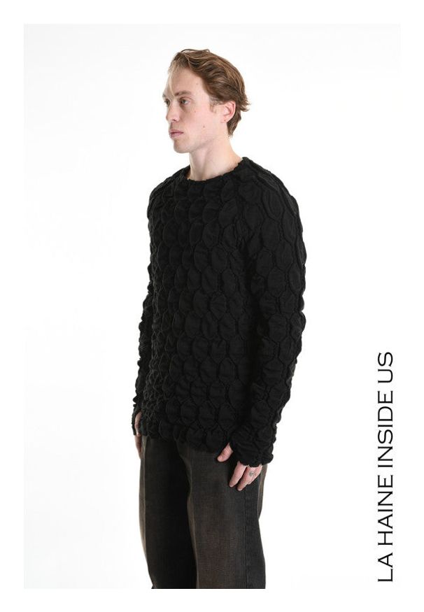 La Haine Inside Us Sweter | 3M M1156 | Mężczyzna | Czarny. Okazja: na co dzień. Kolor: czarny. Materiał: akryl, elastan, poliester. Styl: casual