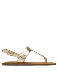 TOMMY HILFIGER - Tommy Hilfiger Sandały Metallic Leather Thong Sandal FW0FW08798 Złoty. Kolor: złoty. Materiał: skóra