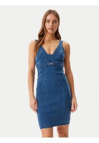 Guess Sukienka jeansowa W5GK75 D5LK0 Niebieski Regular Fit. Kolor: niebieski. Materiał: jeans, bawełna