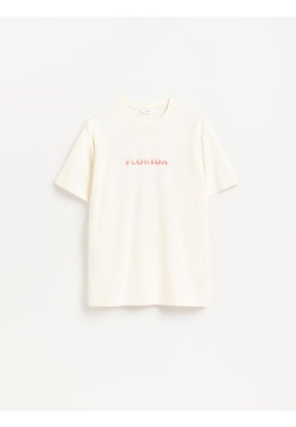 Reserved - T-shirt comfort z nadrukiem - biały. Kolor: biały. Materiał: bawełna, dzianina. Wzór: nadruk