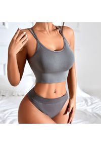 Intica - Komplet sportowy z elastycznego materiału na trening i co dzień Gwenna. Kolor: szary. Materiał: materiał #4